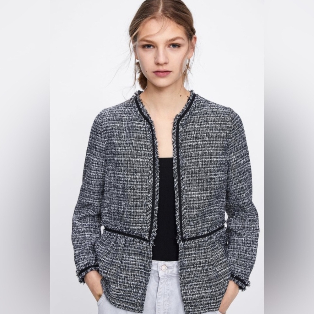 💋Zara Women's Black and White Tweed Jacket💋